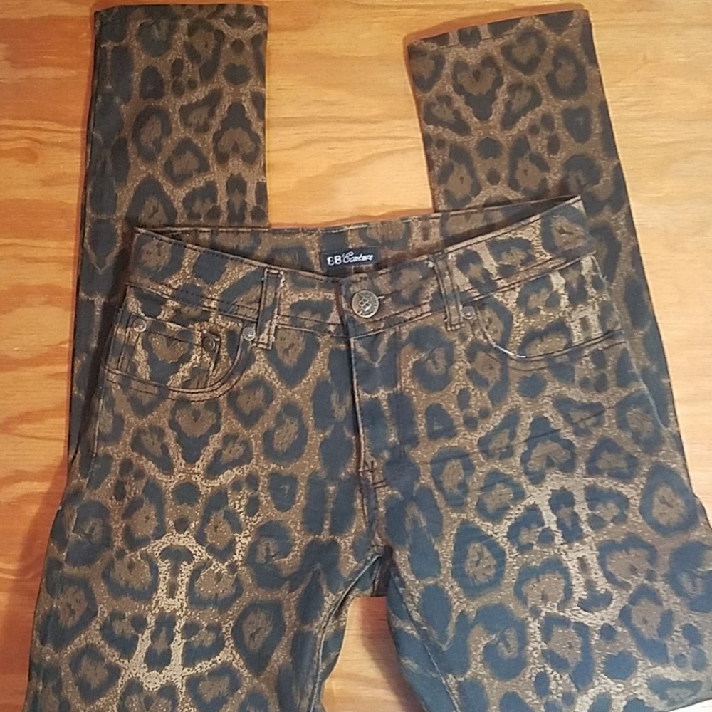 BB Couture leopard print pants, brown and black